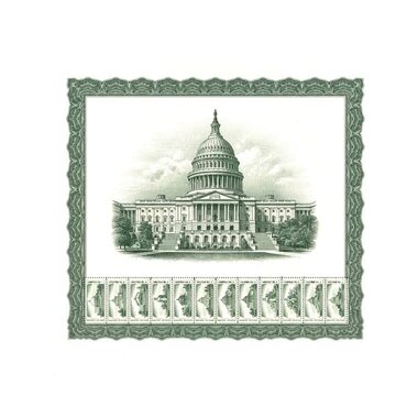 Engraving of a bond certificate with its interest coupons